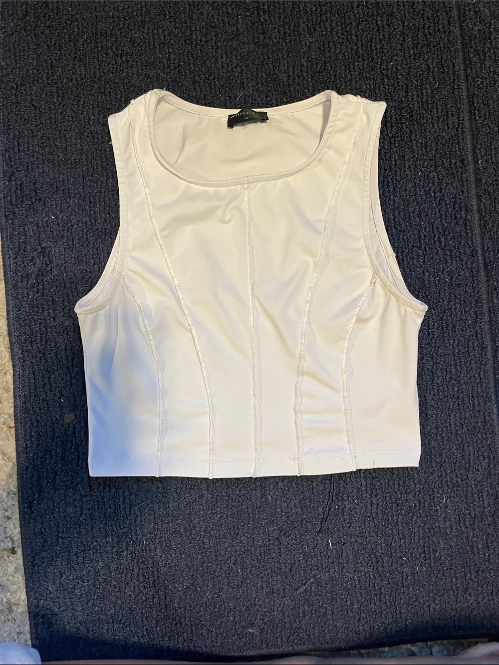 White Fox Boutique Cream Sculpted Crop Tank